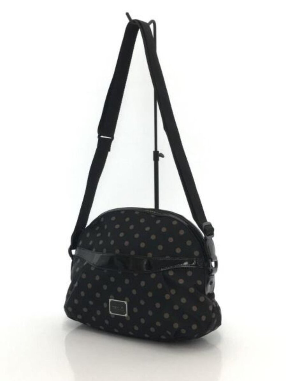 Agnès b. Voyage Polka Dot Nylon Crossbody Bag Lightweight Travel Everyday Black
